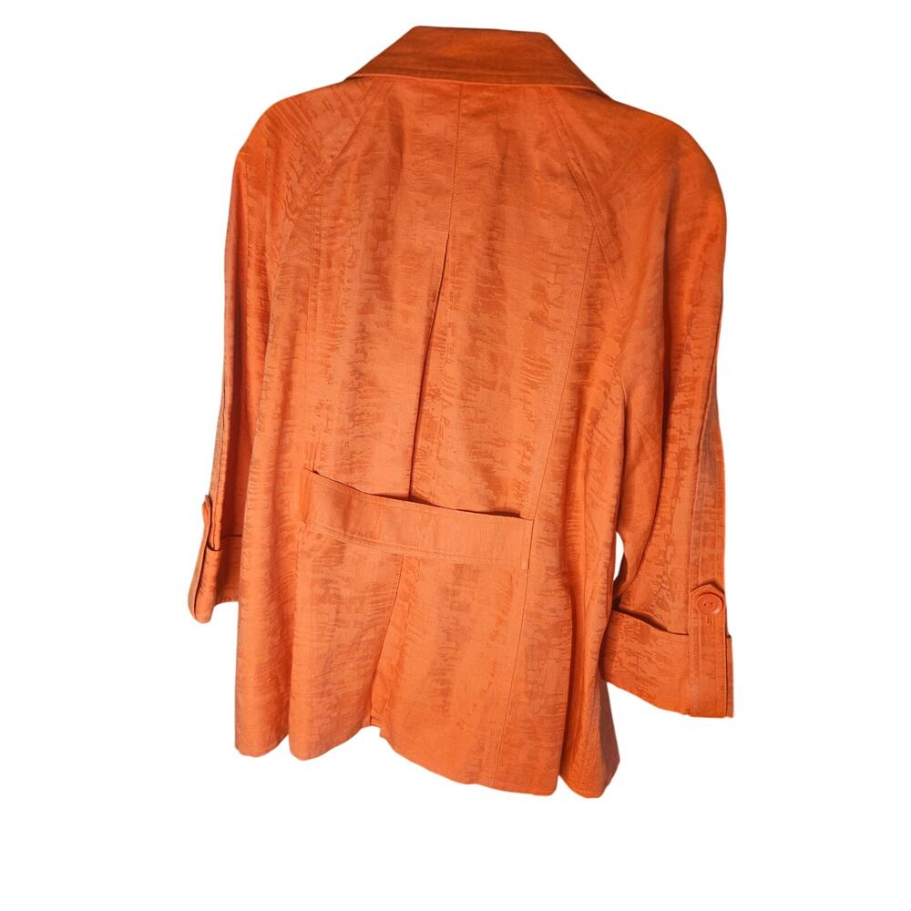 Peter Nygard Orange Linen Cotton Blazer Jacket Sz XL Pockets Open Front - Picture 6 of 8
